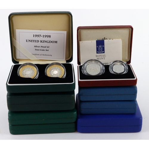 GB Silver Proof Two-coin sets (8) Five Pence 1990, Ten Pence 1992 ...
