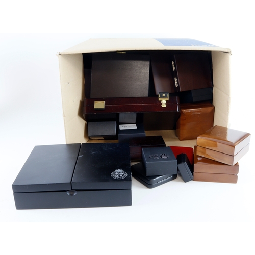 Large Assortment of empty coin / coin set boxes. Includes Royal Mint ...