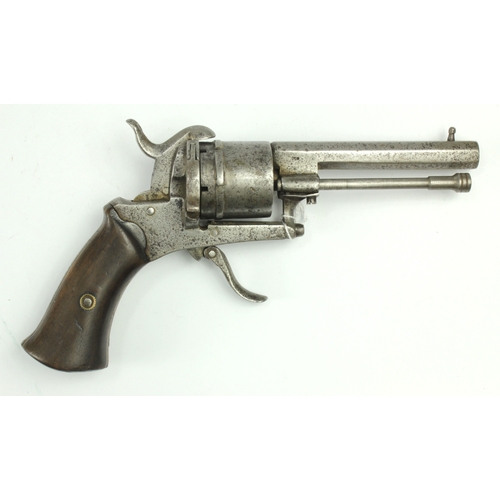 Revolver: A six shot pinfire pocket revolver. Octagonal 3.5
