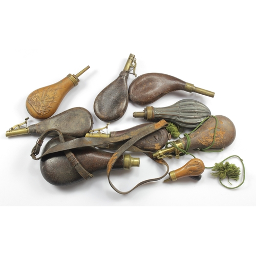 912 - Vintage Powder and Shot Flasks - various  (9)