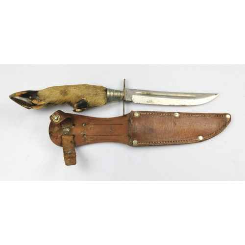 936 - WW1/WW2 era stag foot fighting knife.