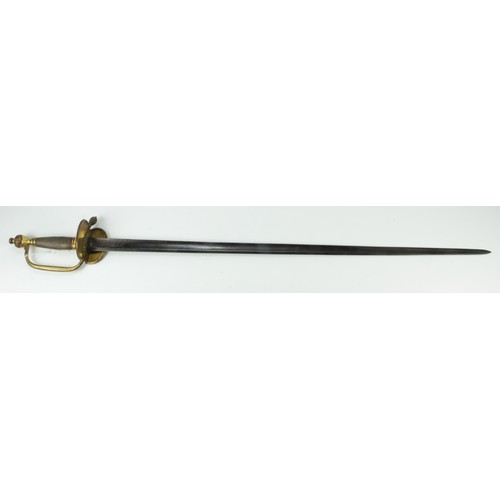 892 - Sword: A good 1796 Pattern sword with a folding shell guard. Blade 32