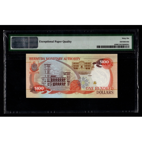 431 - Bermuda 100 Dollars dated 14th February 1996, serial C/1 104758 (BNB B221a, Pick45) in PMG holder gr... 