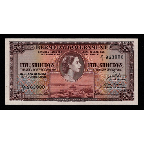 435 - Bermuda 5 Shillings dated 20th October 1952, scarcer first date of issue, portrait Queen Elizabeth I... 