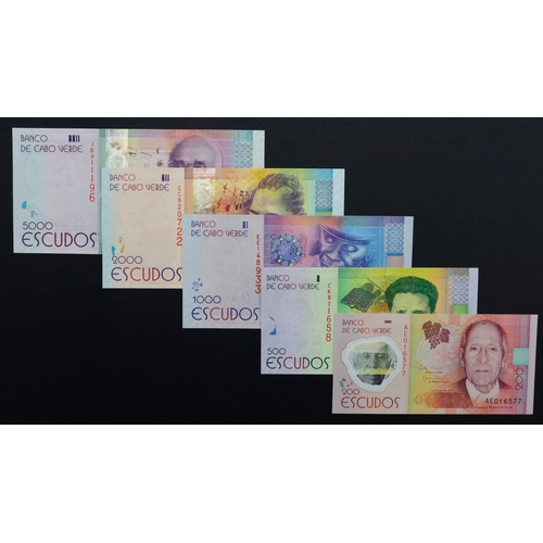 474 - Cape Verde (5), 5000 Escudos, 2000 Escudos, 1000 Escudos, 500 Escudos, 200 Escudos dated 2014 (BNB B... 