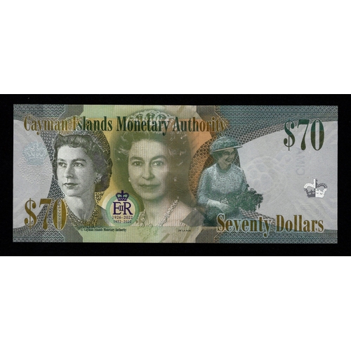 485 - Cayman Islands 70 Dollars dated 2022, Commemorative note only 10000 issued, serial Q/1 006617 (BNB B... 