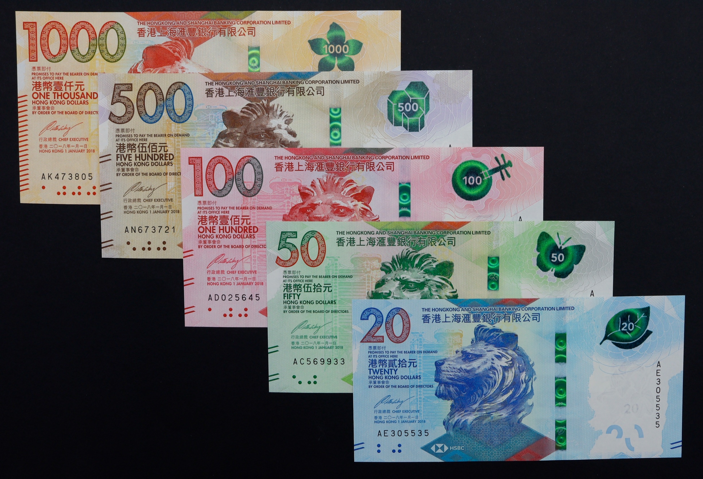 Hong Kong, Hong Kong & Shanghai Banking Corporation (5), 1000 Dollars ...