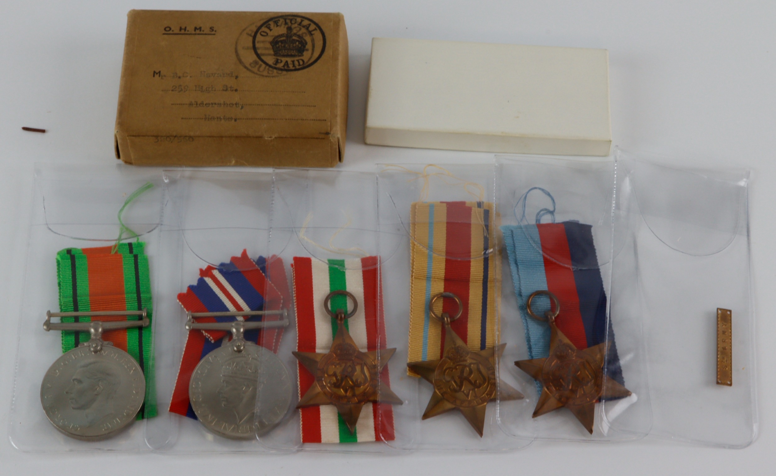 WW2 boxed group for 'Mr B C Havard RASC' lived Aldershot, 1939-45 Star ...