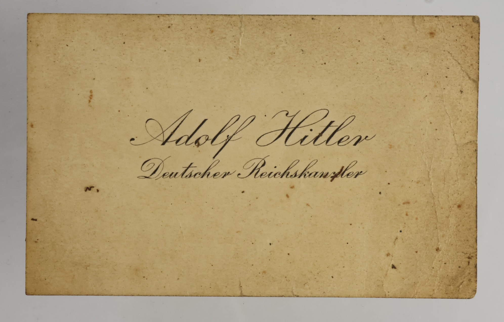 Adolf Hitler Card Slip. Printed on plain background.