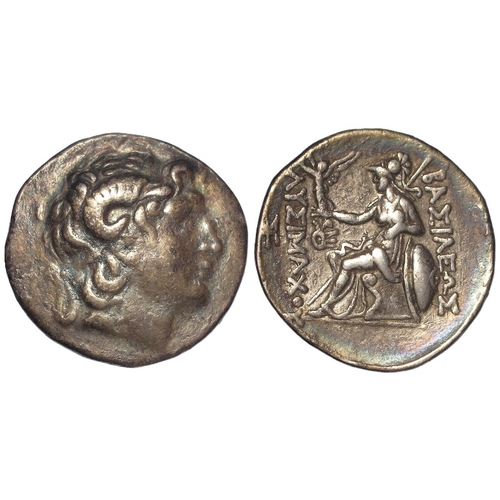 287 - Ancient Greek: Lysimachos silver Tetradrachm 297-281 BC. Hd. of Alexander the Great wearing horn of ... 