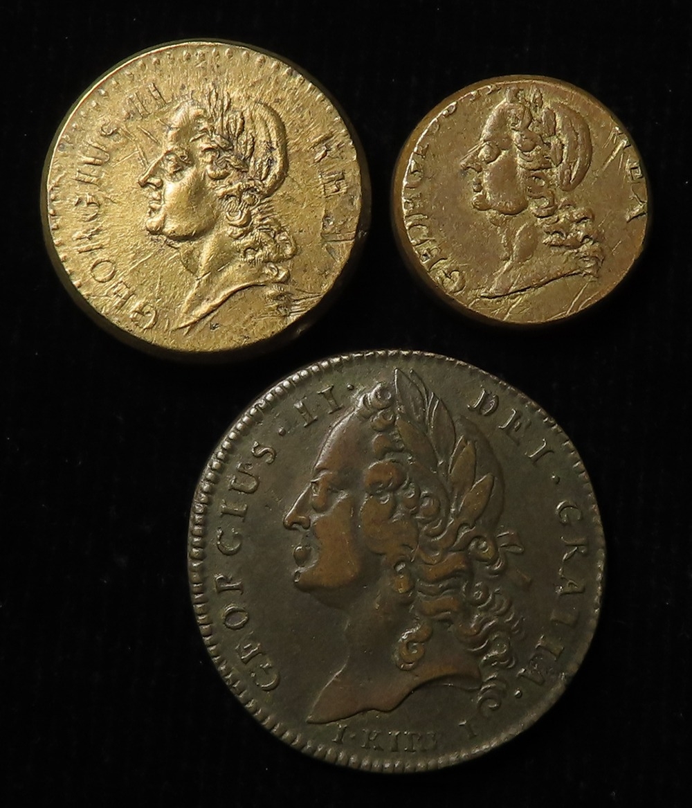 Coin Weights (3) George II portrait pieces: Guinea weight 25mm by John ...