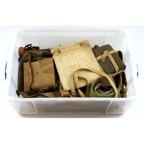 928 - WW2 1937 pattern webbing crate full including water bottles, belts, gas mask etc.