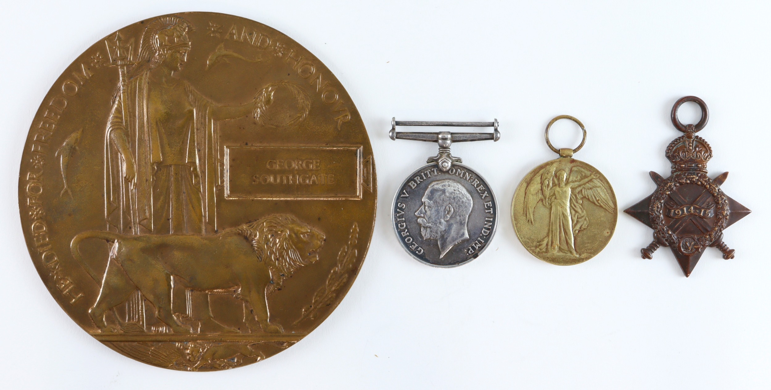 1915 Star Trio (8634 Pte George Southgate R.Berks.R) + Death Plaque ...