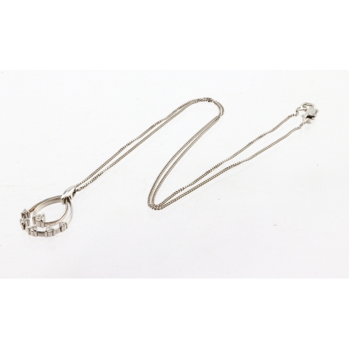 268 - 18ct white gold diamond pendant and chain, six round brilliant cuts, total diamond weight approx. 0.... 