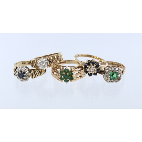 291 - Ten 9ct/tests 9ct ladies rings. Total weight 14.8g