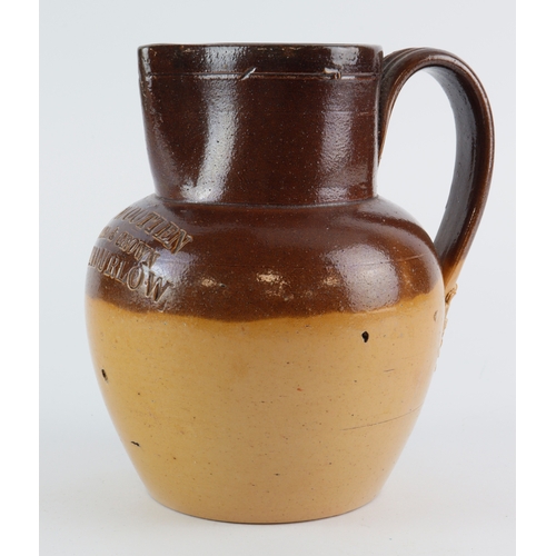 138 - Stoneware Jugs. Two stoneware brown pottery jugs, one is impressed 