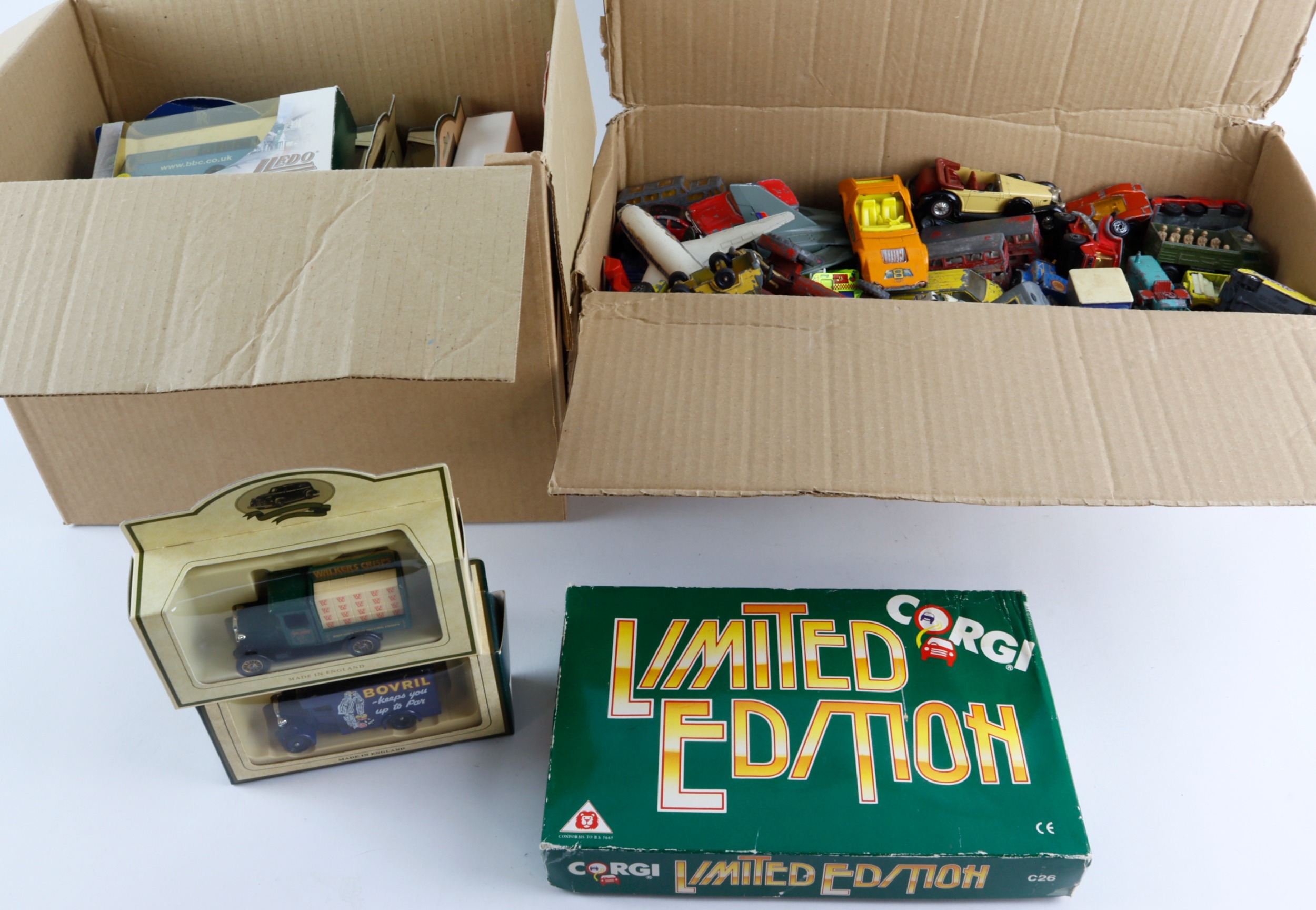 Models. A collection of Dinky (7), Matchbox (43), Corgi (30) and ...