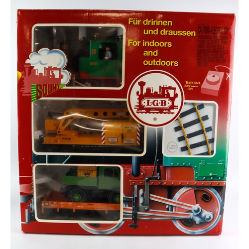 274 - Lehmann L.G.B. 78402 boxed set, Crane, Lorry and Waggon, work Train