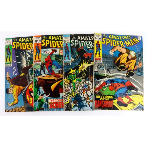 300 - Amazing Spider Man. Four Amazing Spider Man comics, nos. 79, 81 (1st app. Kangaroo), 82 & 83 (1st ap... 