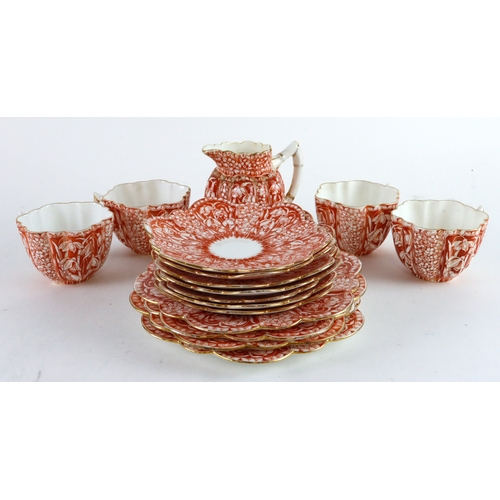 62 - Foley China part tea set (pattern 9177), comprising four tea cups, seven saucers, four side plates a... 