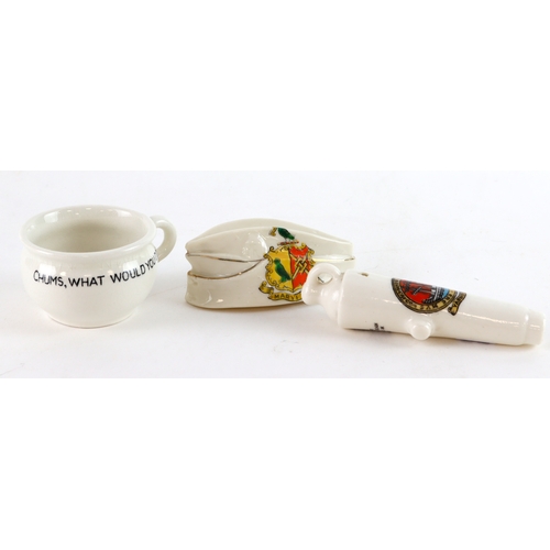 71 - Hitler in Poland (face shown inside) miniature pottery chamber pot, together with a Savoy crested ch... 