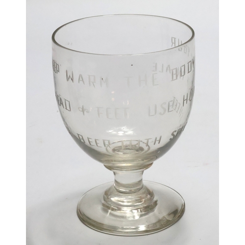 73 - Large Glass Rummer c1850, reads 