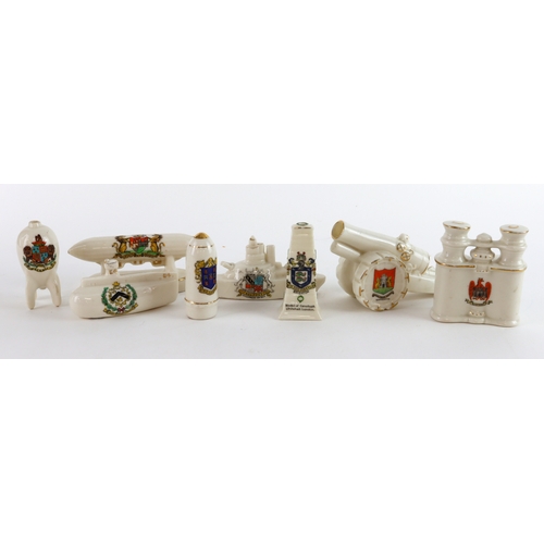 83 - Military Crested china, mostly WWI related ( 8 items)