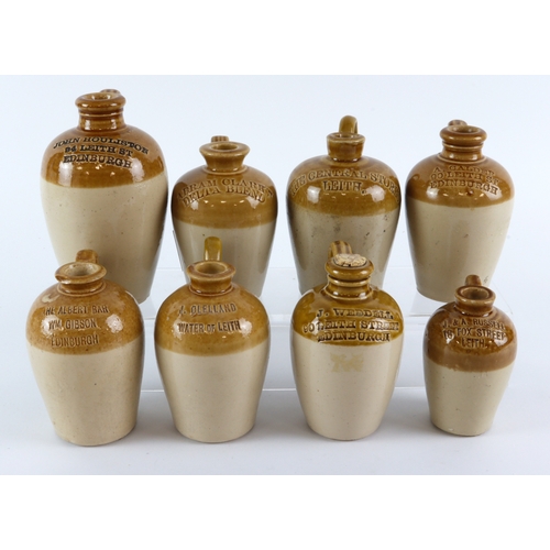 86 - Miniature Whiskey Flagons (8), four for Edinburgh, three for Leith and one other