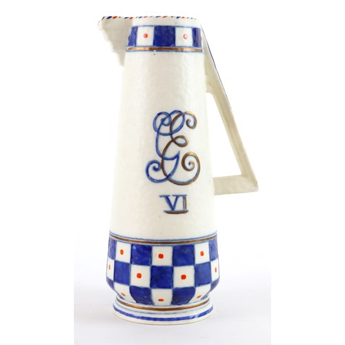 67 - George VI Coronation Jug 1937 designed by Charlotte Rhead, by Crown Ducal, no. 227