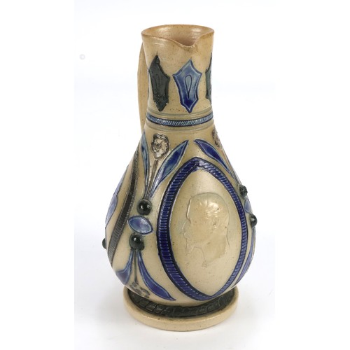 112 - Napoleon III In Memorium (?) Pottery Jug, c1873, stamped on the base 