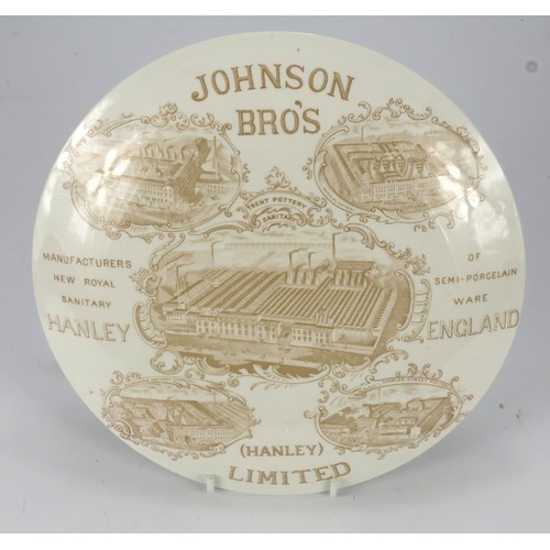 118 - Queen Victoria Diamond Jubilee 1897 advertising plate, back shows picture of Johnson Bros. of Hanley... 
