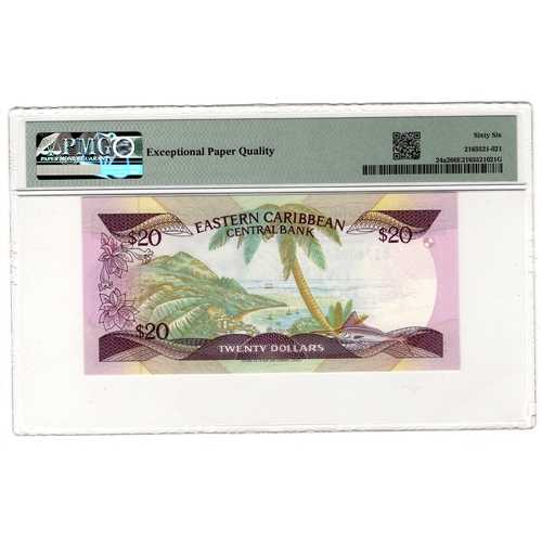 517 - East Caribbean 20 Dollars issued 1988 - 1993, serial C174096A (BNB B208a2, Pick24a2) in PMG holder g... 