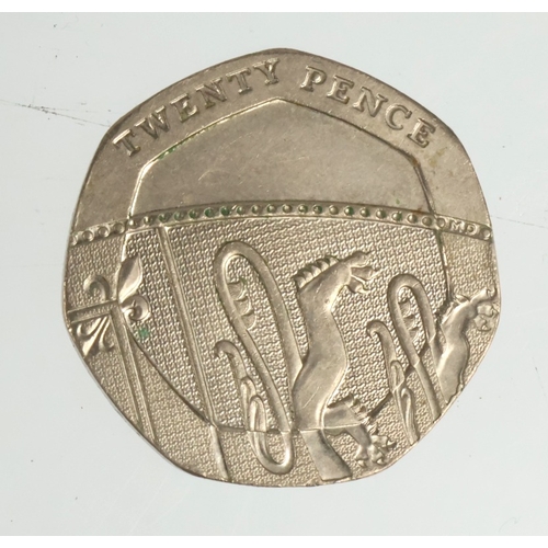 229 - Twenty-Pence undated error mule, EF.