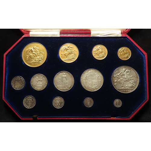 28 - Proof Set 1902 (matte proof) the full 13-coin gold and silver set from £5 to Maundy Penny; GEF-nFDC,... 
