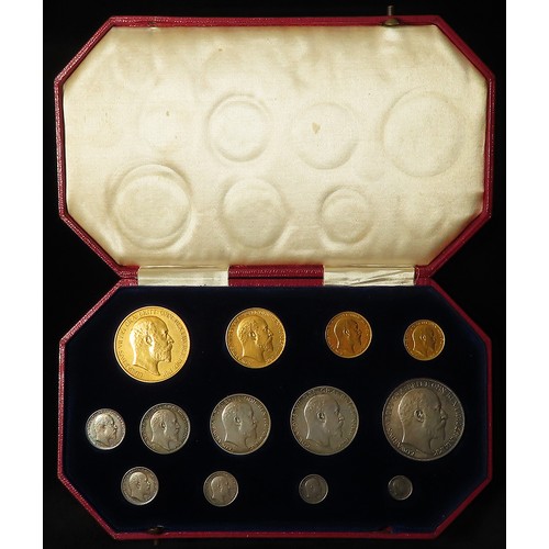 28 - Proof Set 1902 (matte proof) the full 13-coin gold and silver set from £5 to Maundy Penny; GEF-nFDC,... 