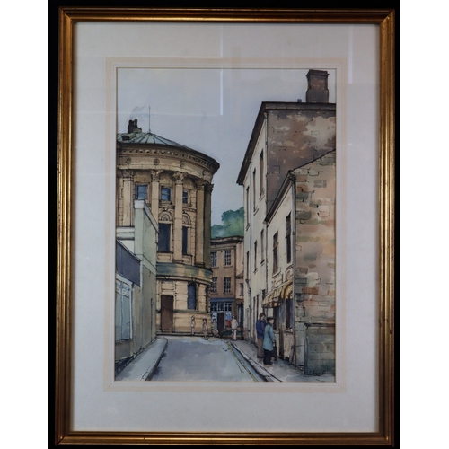 Baroslav Barlow (?). Ink & Watercolour study of a street by Todmorden ...