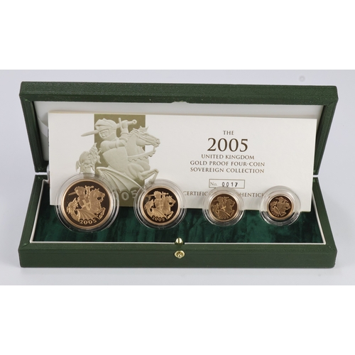 15 - Four-Coin Proof Sovereign Collection 2005 (£5 to 1/2 Sov) FDC cased with cert.