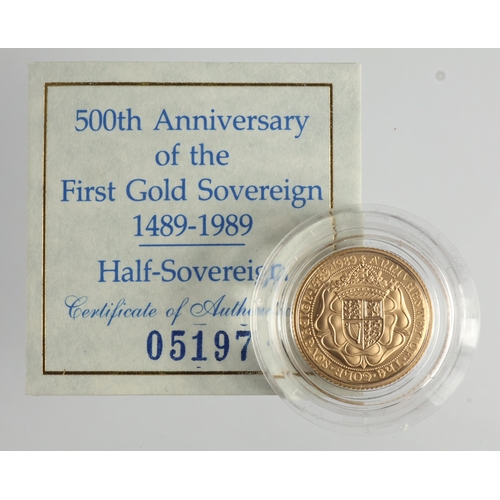 17 - Half Sovereign 1989 Proof FDC in a hard plastic capsule with certificate