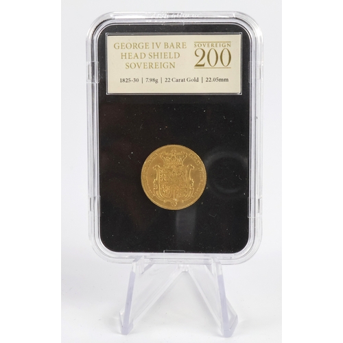 22 - Sovereign 1827 GF - nVF in a modern slab