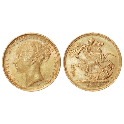 25 - Sovereign 1887 S (Sydney, Australia) young head, St George. S.3858E. AEF.