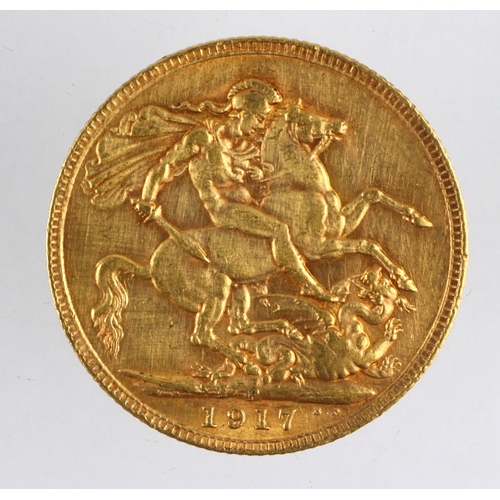 32 - Sovereign 1917P (Perth Mint, Australia) GVF-nEF, light hairlines.