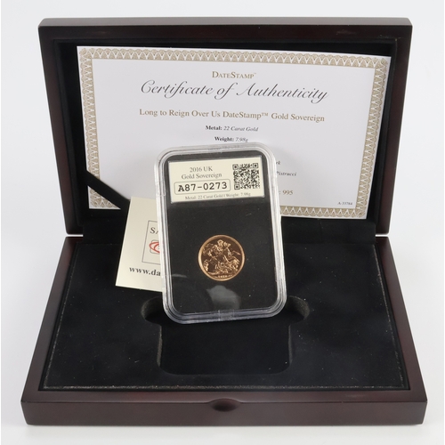 45 - Sovereign 2016 BU in a datestamp slab and box
