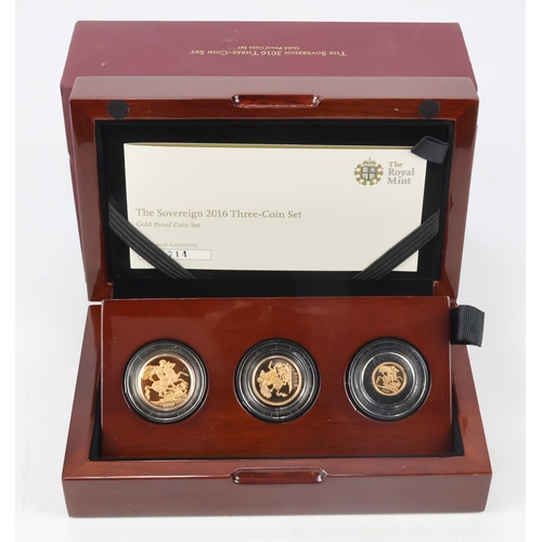 59 - Three coin set 2016 (Sovereign, Half Sovereign & Quarter Sovereign) Proof FDC boxed as issued