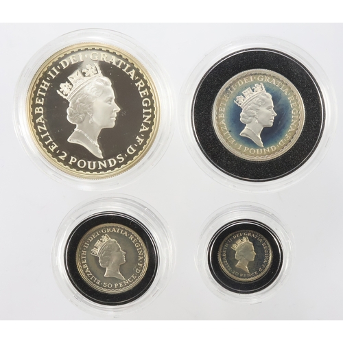 73 - Britannia Silver Proof four coin set 1997. aFDC/FDC some slight toning, boxed as issued