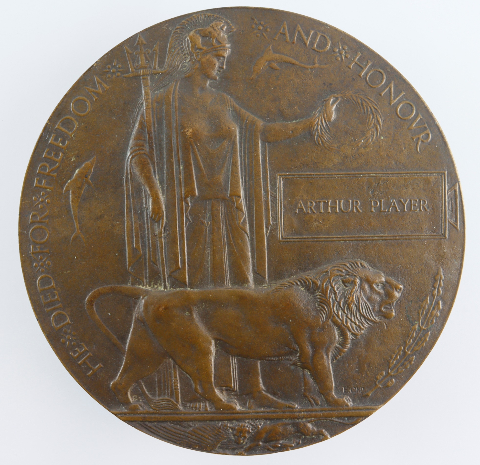 Death Plaque to Arthur Player. Only one Arthur Player without middle ...