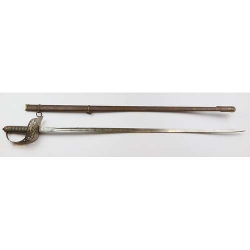6 - 1897 Pattern Officers QV Sword with its metal scabbard, blade marked 'London Made', hilt stamped 'ST... 