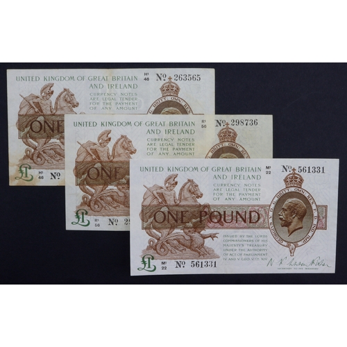 17 - Warren Fisher (3), a FIRST, MID and LAST series example, 1 Pound (T31) issued 1923, FIRST SERIES, se... 