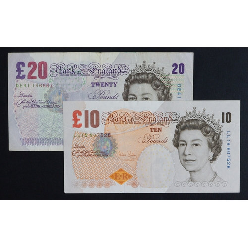 29 - Bailey (2), 20 Pounds issued 2004, rare FIRST RUN note 'DE41' prefix, serial DE41 146561 (B402, Pick... 