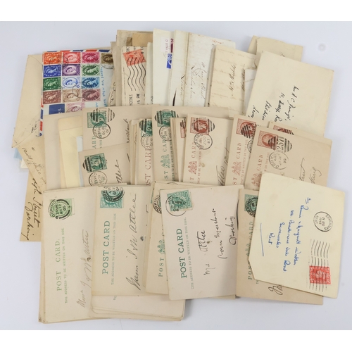 61 - GB - Postal History and Commercial mail, from pre-stamp to early QE2. Bundle of plain QV postcards t... 