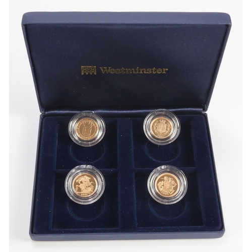 15 - Half-Sovereigns (4): A Westminster cased set of four gold proof Sovereigns in capsules: 1989 (scarce... 